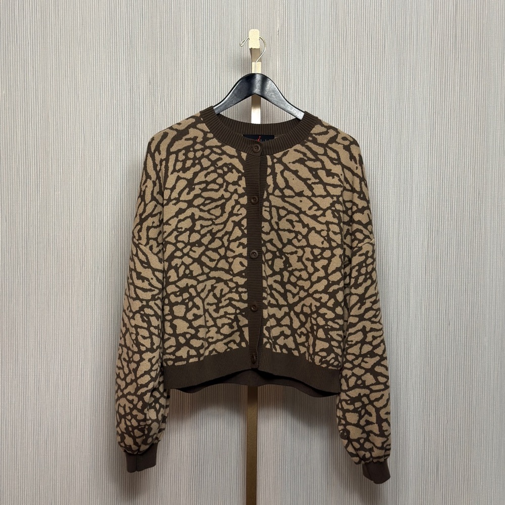 Nike Jordan Flight Jacquard Knit Cardigan | Tan | Women's Large